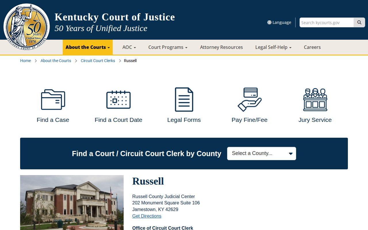 Russell County court contact for release records