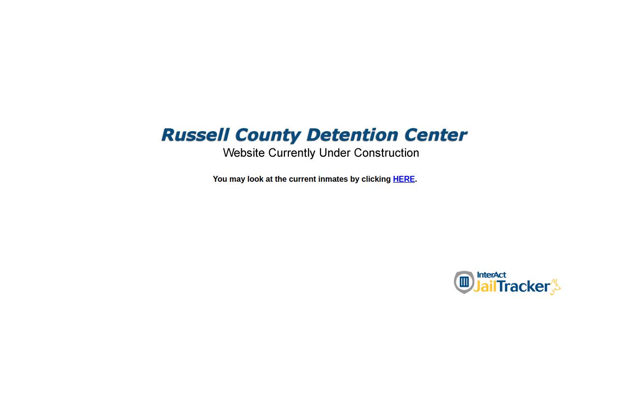 Russell County Detention Center homepage showing the current inmates link